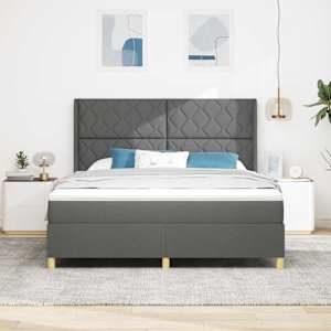 Postel s boxspringem s LED pásky Šedá 180 x 200 cm textil - obrázek 4