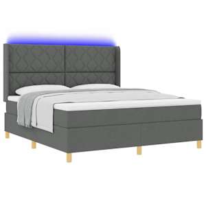 Postel s boxspringem s LED pásky Šedá 180 x 200 cm textil - obrázek 3