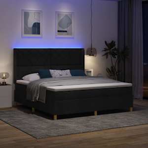 Postel s boxspringem s LED pásky Černá 180 x 200 cm textil - obrázek 5