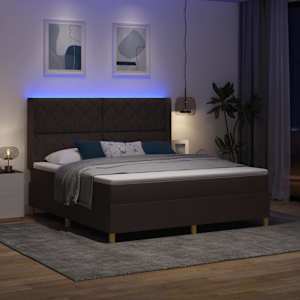 Postel s boxspringem s LED pásky Hnědá 180 x 200 cm textil - obrázek 5