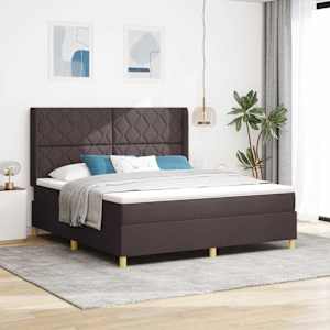 Postel s boxspringem s LED pásky Hnědá 180 x 200 cm textil - obrázek 1