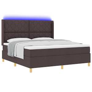 Postel s boxspringem s LED pásky Hnědá 180 x 200 cm textil - obrázek 3