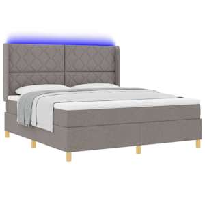 Postel s boxspringem s LED pásky Taupe 180 x 200 cm textil - obrázek 3