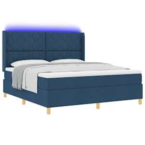 Postel s boxspringem s LED pásky Modrá 180 x 200 cm textil - obrázek 3
