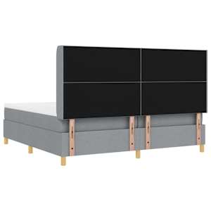 Postel s boxspringem s čelo Světle šedá 200 x 200 cm textil - obrázek 10