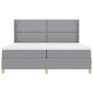 Postel s boxspringem s čelo Světle šedá 200 x 200 cm textil - obrázek 8