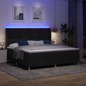 Postel s boxspringem s LED pásky Černá 200 x 200 cm textil - obrázek 5