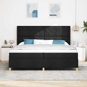 Postel s boxspringem s LED pásky Černá 200 x 200 cm textil - obrázek 4