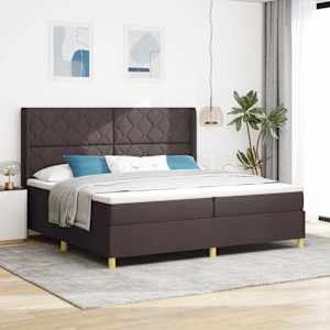 Postel s boxspringem s LED pásky Hnědá 200 x 200 cm textil - obrázek 1