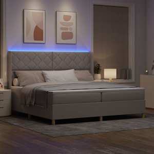Postel s boxspringem s LED pásky Taupe 200 x 200 cm textil - obrázek 5