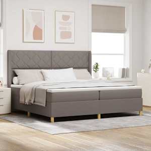 Postel s boxspringem s LED pásky Taupe 200 x 200 cm textil - obrázek 1