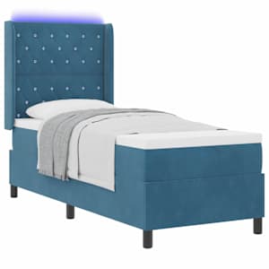 Postel s boxspringem s matrací s LED Modrá 80 x 200 cm samet - obrázek 3