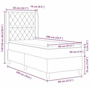 Postel s boxspringem s matrací s LED Růžová 80 x 200 cm samet - obrázek 14