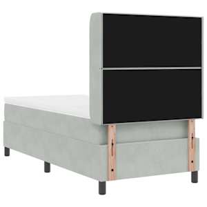 Postel s boxspringem s matrací Světle šedá 90 x 200 cm samet - obrázek 10