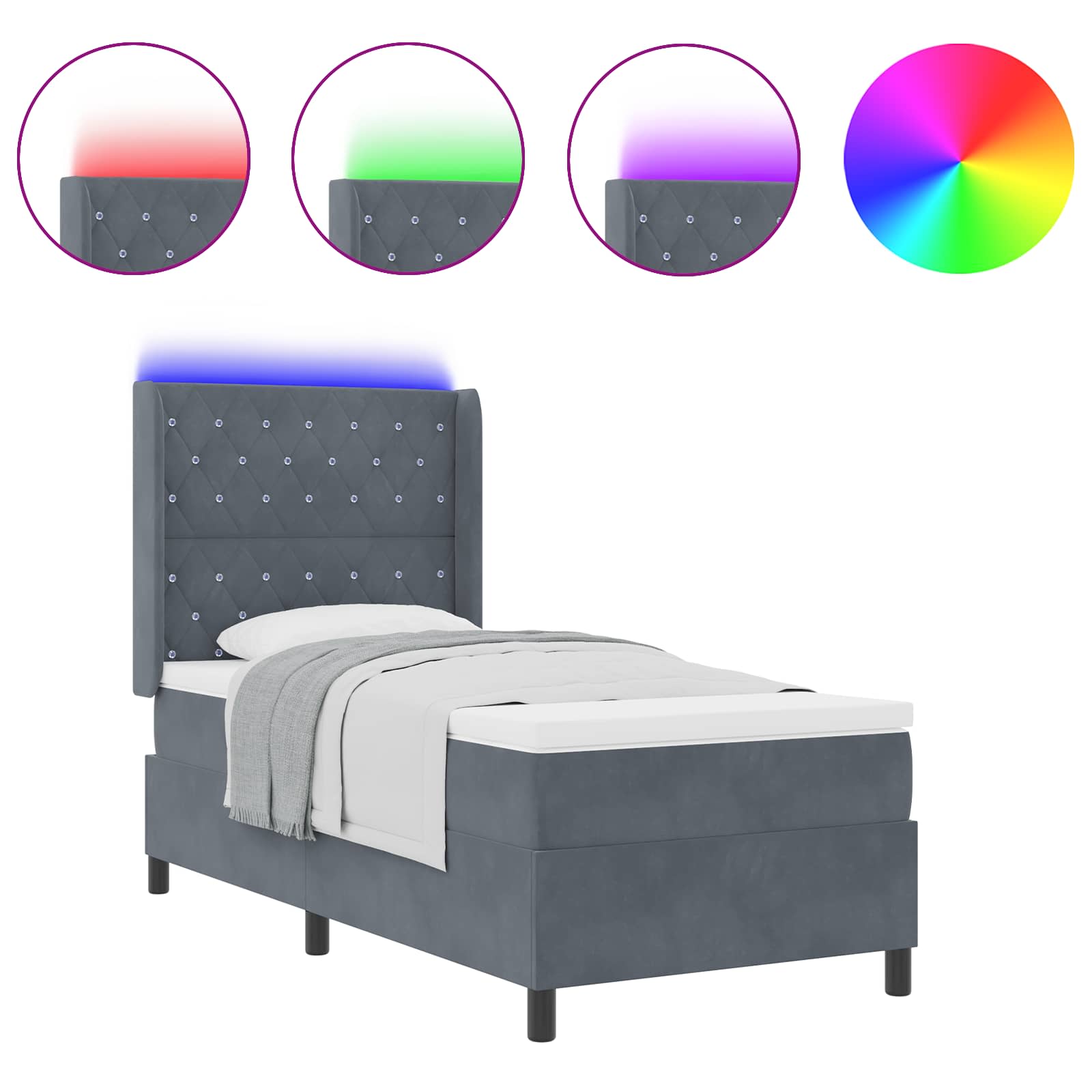 Karbi vedrumadrats peaga Tumehall 100 x 200 cm Samet 118 Kõik vajalik sinu aeda ja koju! Karbi vedrumadrats peaga Tumehall 100 x 200 cm Samet - Image 3