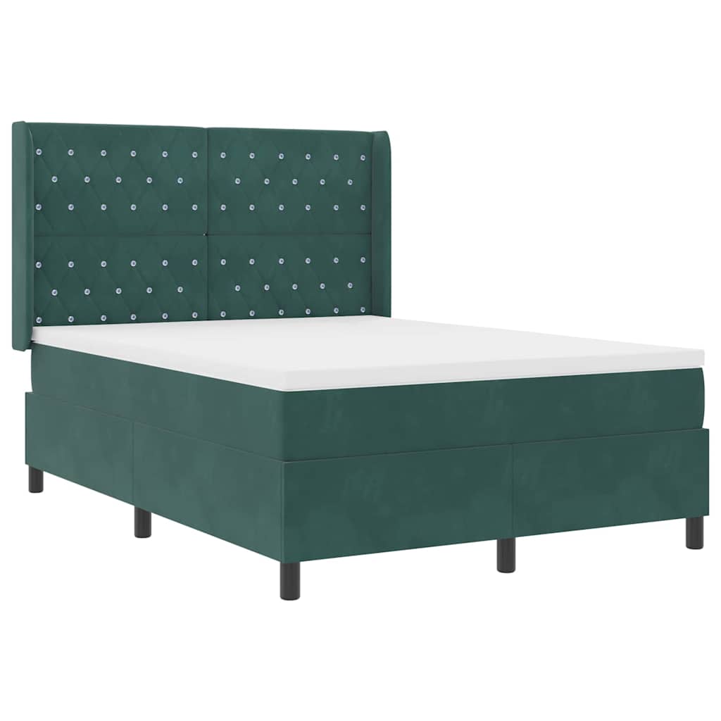 Thumbnail - vidaXL LED Boxspringbett mit Matratze Argyle Grün 140 x 190 cm Samt