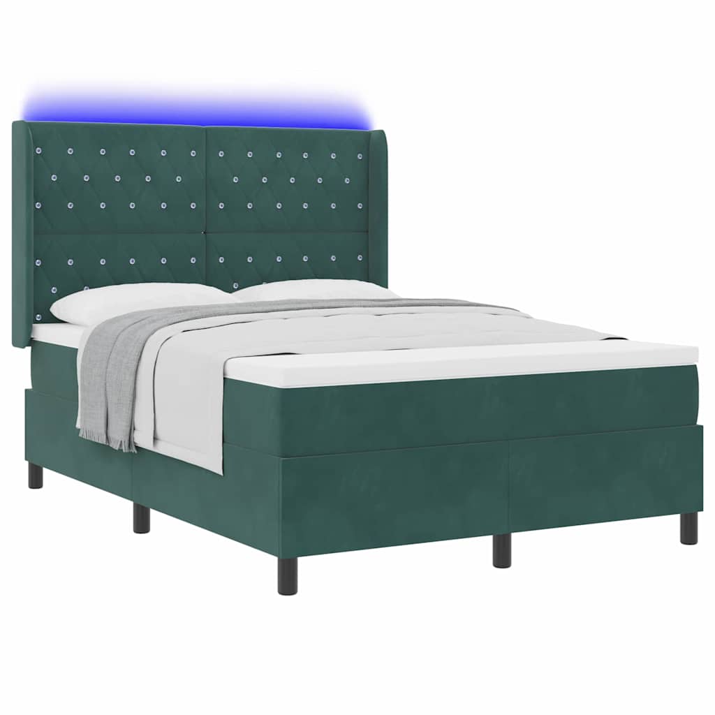 Thumbnail - vidaXL LED Boxspringbett mit Matratze Argyle Grün 140 x 190 cm Samt