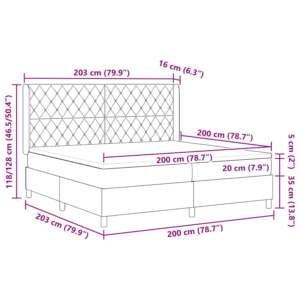 Postel s boxspringem s matrací Světle šedá 200 x 200 cm samet - obrázek 14