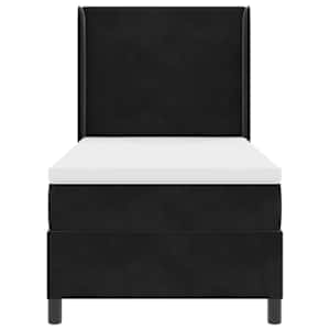 Postel s boxspringem s LED pásky s čelo Černá 90 x 190 cm samet - obrázek 8