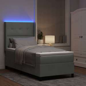 Postel s boxspringem s LED pásky Světle šedá 90 x 200 cm samet - obrázek 5