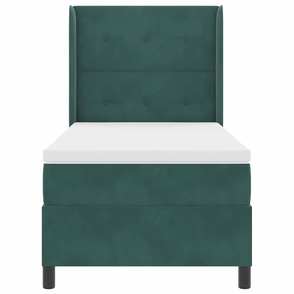 Postel s boxspringem s matrací Tmavě zelená 90 x 200 cm samet - obrázek 8