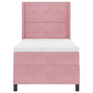 Postel s boxspringem s LED pásky Růžová 90 x 200 cm samet - obrázek 8