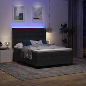 Postel s boxspringem s LED pásky Černá 140 x 200 cm samet - obrázek 5