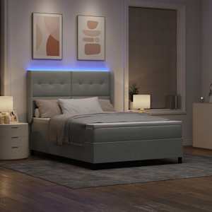Postel s boxspringem s LED pásky Světle šedá 160 x 200 cm samet - obrázek 5