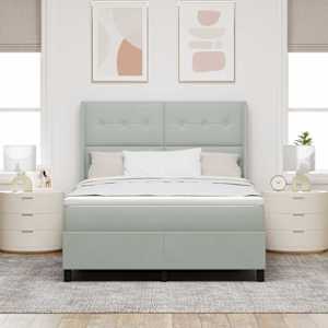 Postel s boxspringem s LED pásky Světle šedá 160 x 200 cm samet - obrázek 4