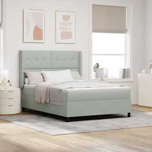 Postelja z vzmetnico z vzmetnico Svetlo siva 160 x 200 cm Žamet