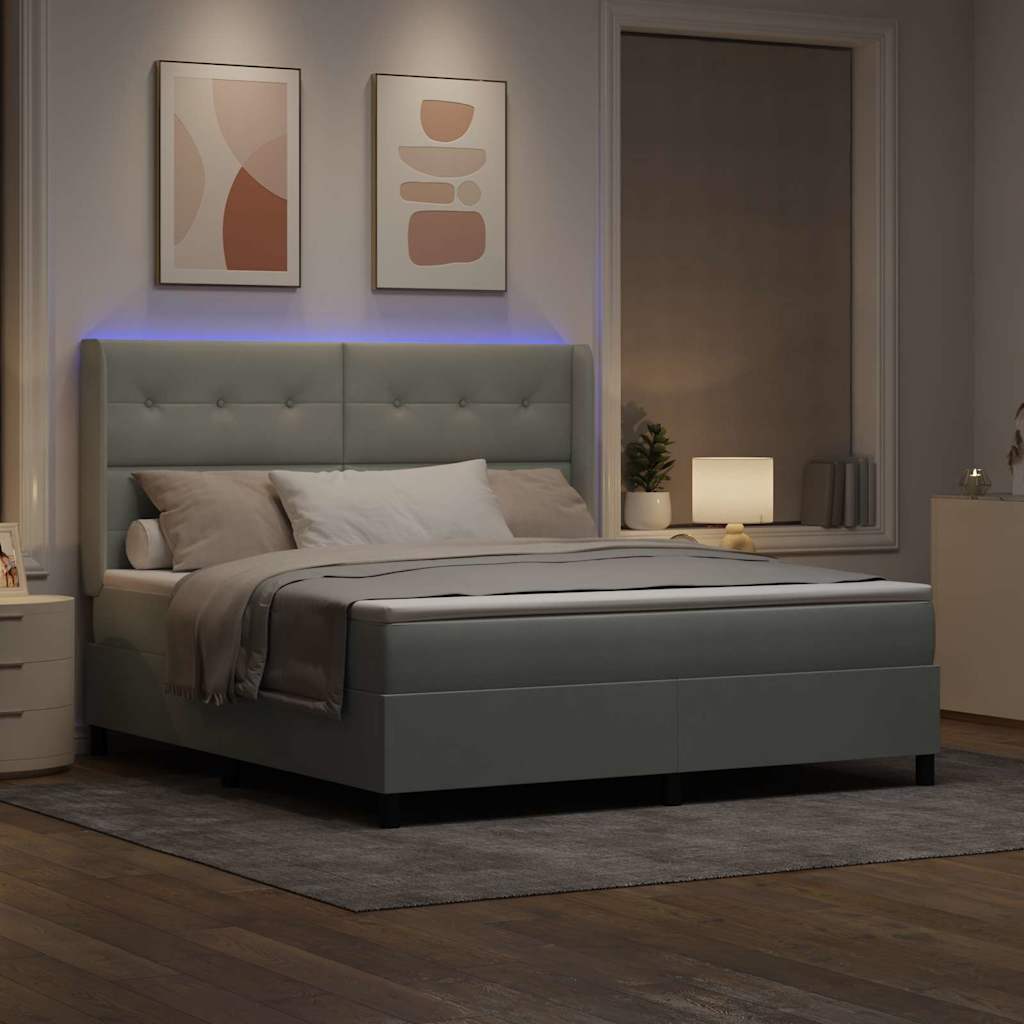 Postel s boxspringem s matrací Světle šedá 180 x 200 cm samet - obrázek 5