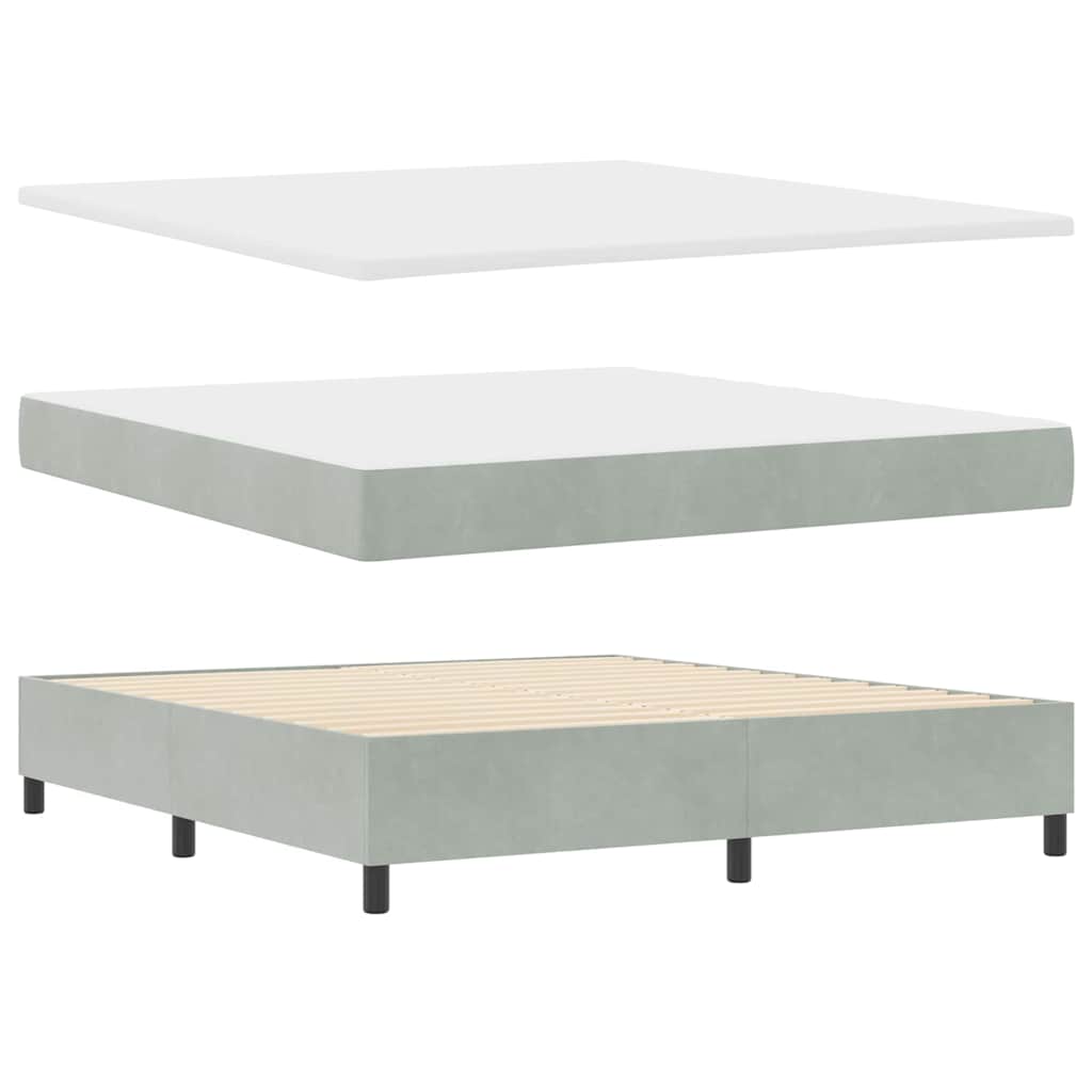 Postel s boxspringem s matrací Světle šedá 180 x 200 cm samet - obrázek 6