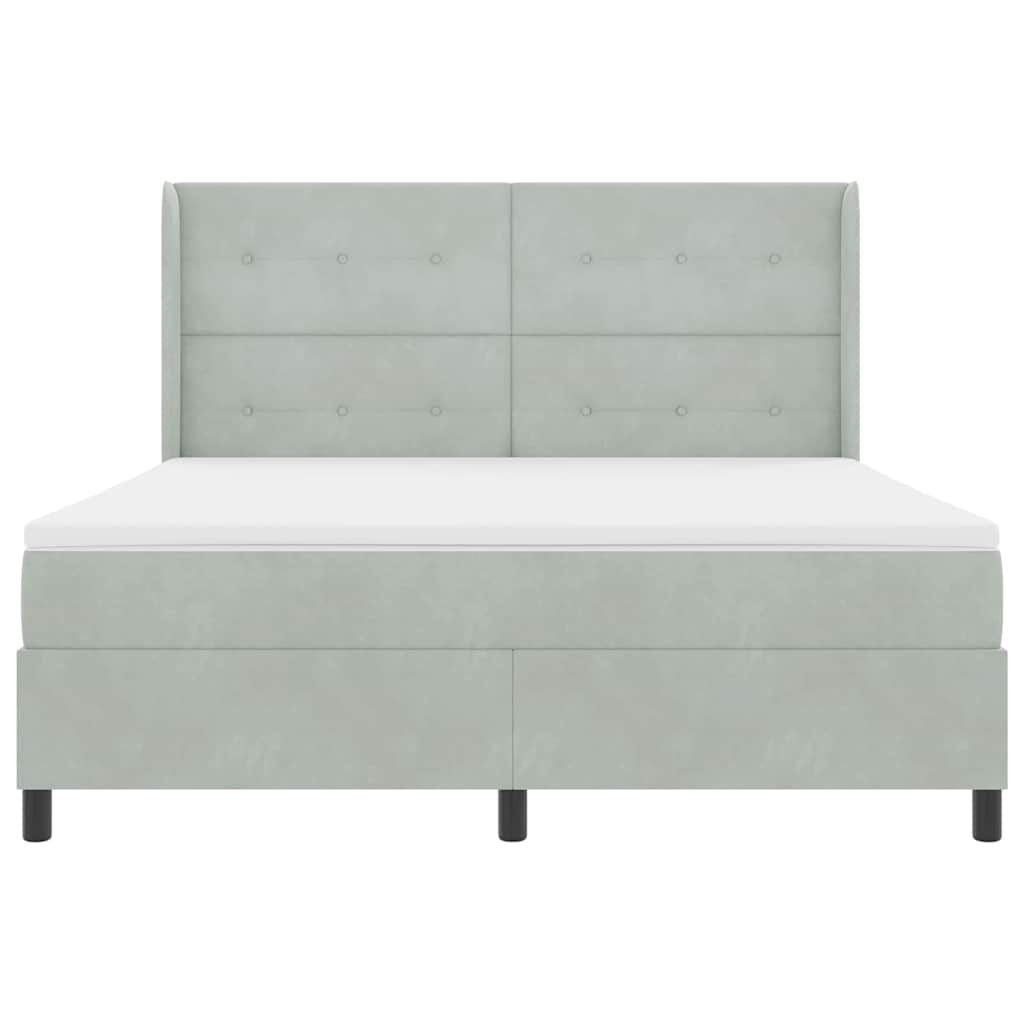 Postel s boxspringem s matrací Světle šedá 180 x 200 cm samet - obrázek 8