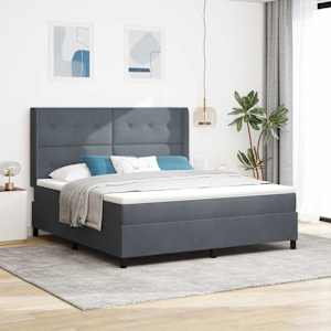 Postel s boxspringem s LED pásky Tmavě šedá 180 x 200 cm samet - obrázek 1
