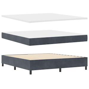 Postel s boxspringem s LED pásky Tmavě šedá 180 x 200 cm samet - obrázek 6