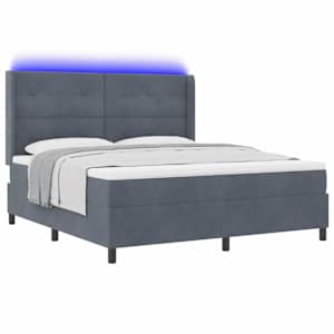 Postel s boxspringem s LED pásky Tmavě šedá 180 x 200 cm samet - obrázek 3