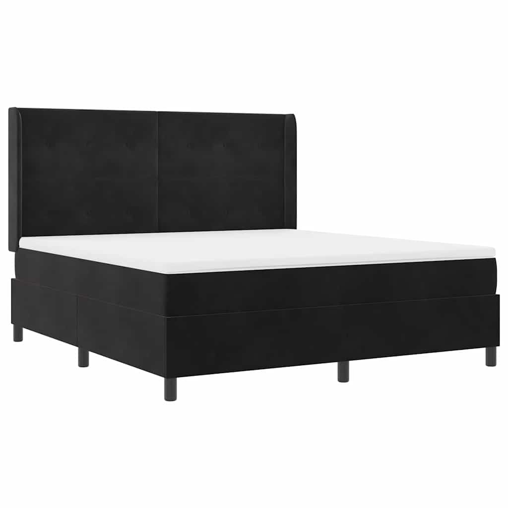 Postel s boxspringem s matrací s LED Černá 180 x 200 cm samet - obrázek 3