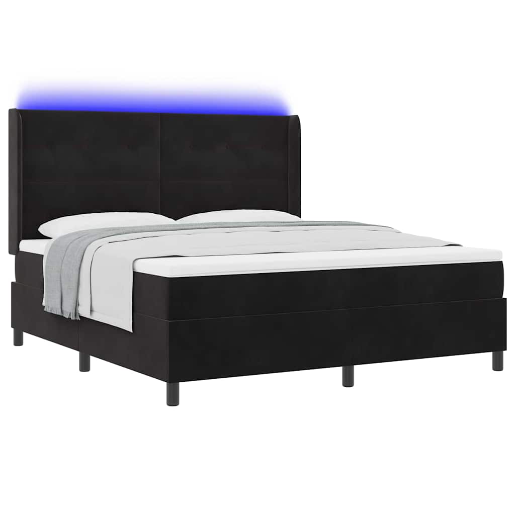 Postel s boxspringem s matrací s LED Černá 180 x 200 cm samet - obrázek 2