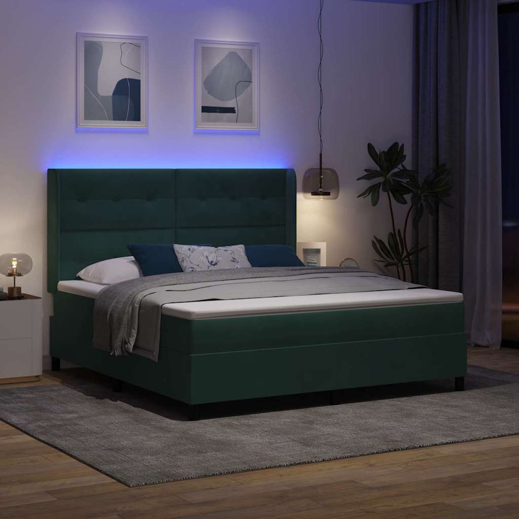 Postel s boxspringem s matrací Tmavě zelená 180 x 200 cm samet - obrázek 5