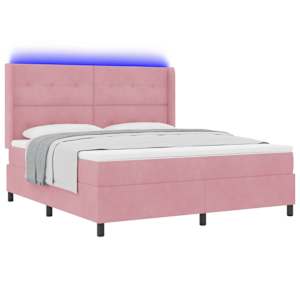 Postel s boxspringem s LED pásky Růžová 180 x 200 cm samet - obrázek 3