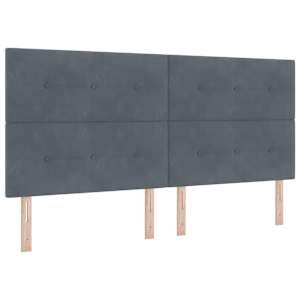 Postel s boxspringem s LED pásky Tmavě šedá 200 x 200 cm samet - obrázek 7