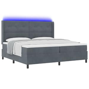 Postel s boxspringem s LED pásky Tmavě šedá 200 x 200 cm samet - obrázek 3