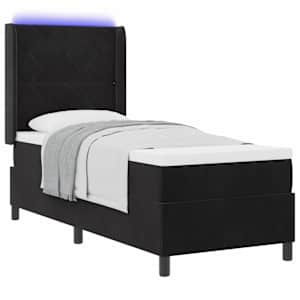 Postel s boxspringem s LED pásky s čelo Černá 80 x 200 cm samet - obrázek 3