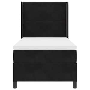 Postel s boxspringem s LED pásky s čelo Černá 90 x 190 cm samet - obrázek 8