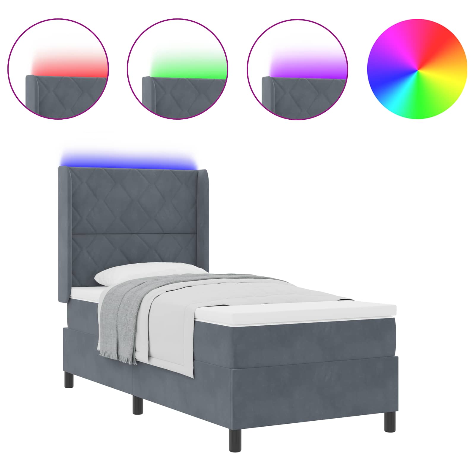 Karbi vedrumadrats peaga Tumehall 100 x 200 cm Samet 49 Kõik vajalik sinu aeda ja koju! Karbi vedrumadrats peaga Tumehall 100 x 200 cm Samet - Image 3