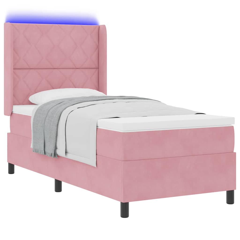 Thumbnail - vidaXL LED Boxspringbett mit Matratze Rosa 100 x 200 cm Samt