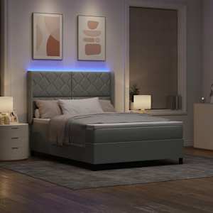 Postel s boxspringem s LED pásky Světle šedá 140 x 190 cm samet - obrázek 5
