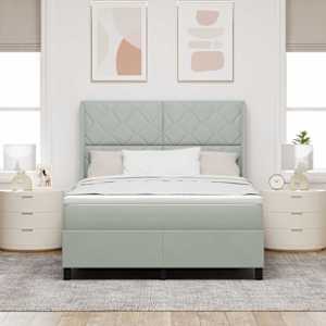 Postel s boxspringem s LED pásky Světle šedá 140 x 190 cm samet - obrázek 4