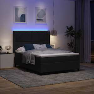 Postel s boxspringem s LED pásky Černá 140 x 200 cm samet - obrázek 5