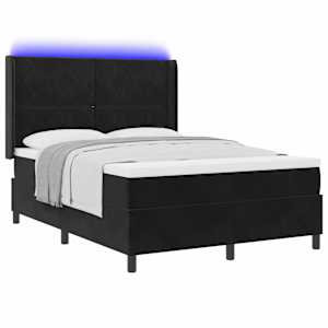 Postel s boxspringem s LED pásky Černá 160 x 200 cm samet - obrázek 3